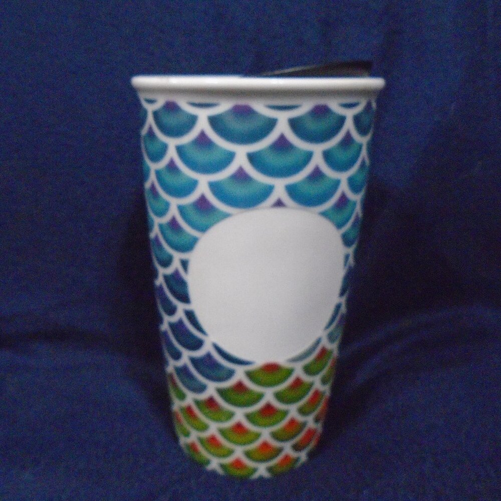 Starbucks Siren Love Colorful Scales Double Wall Traveler Tumbler 2016 12 Oz